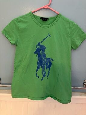 Ralph Lauren Bright Green Tee with Blue Polo Graphic